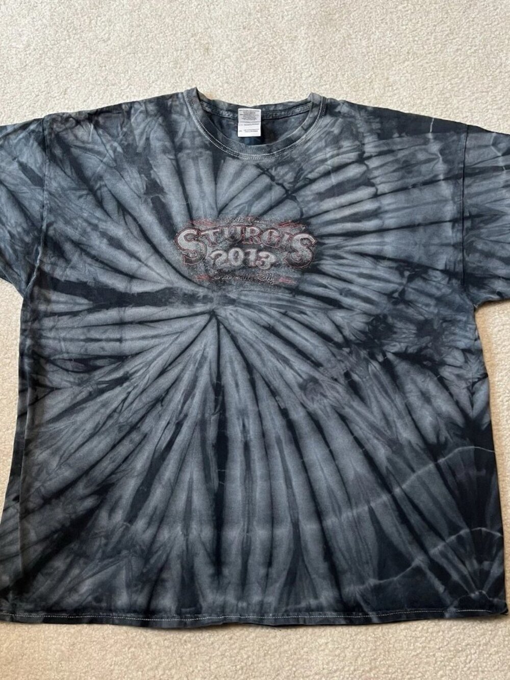 Sturgis 2013 Black Hills Rally 2XL Shirt Motorcycle Tie Dye Biker American Flag